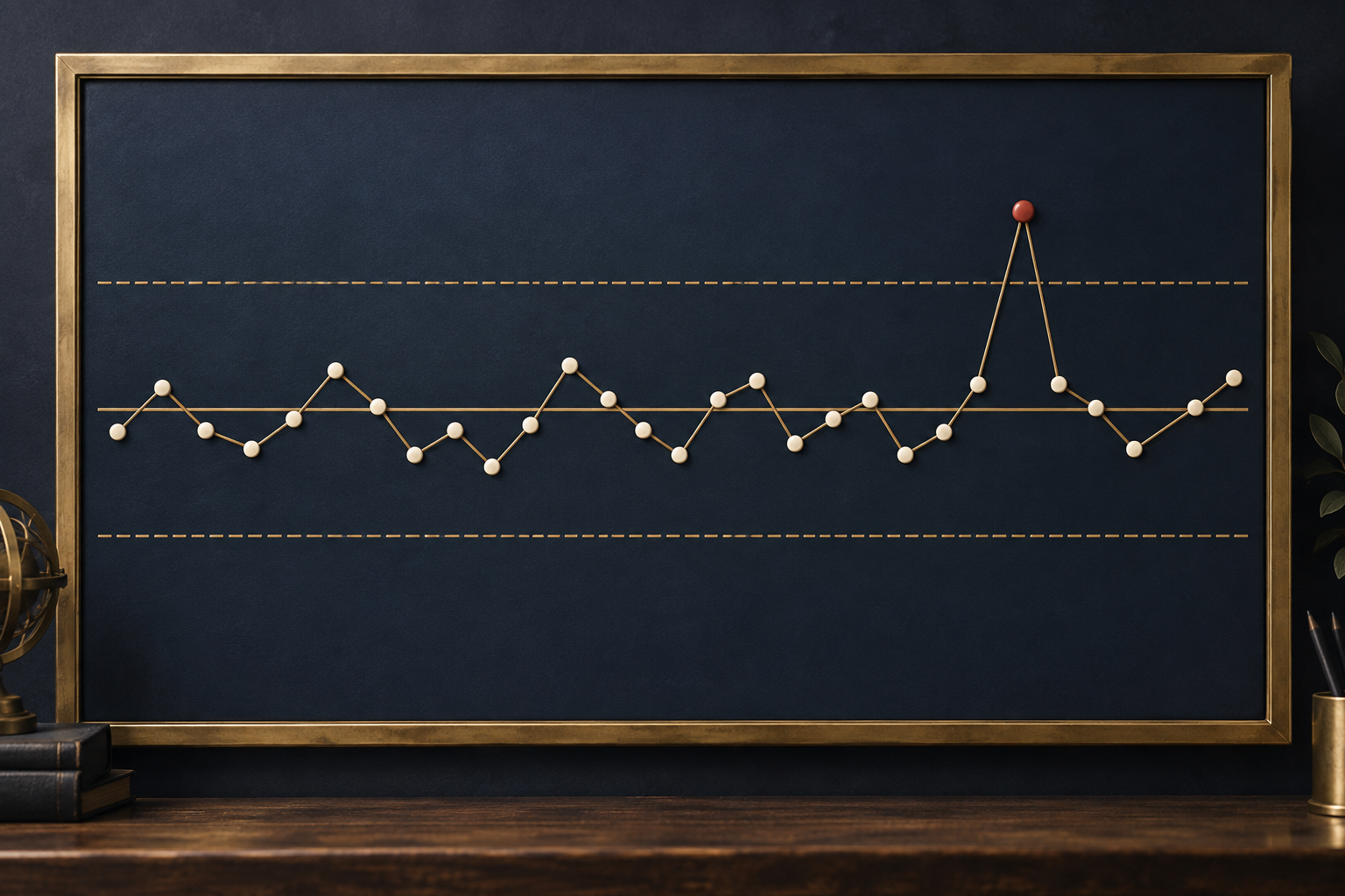 Control chart showing normal variation and one special-cause signal