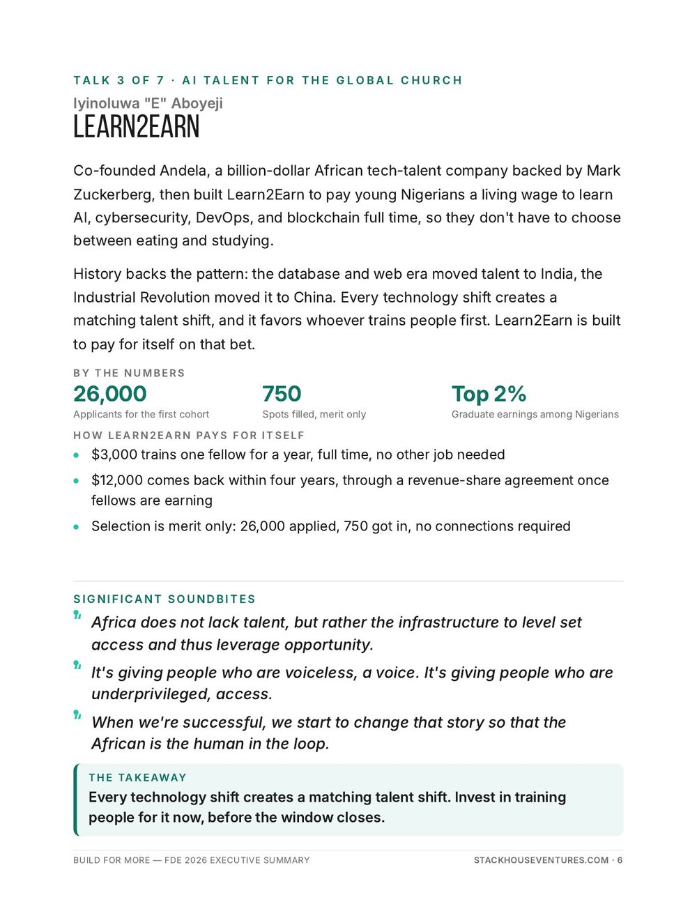 Build for More: FDE 2026 Executive Summary, page 6 of 12