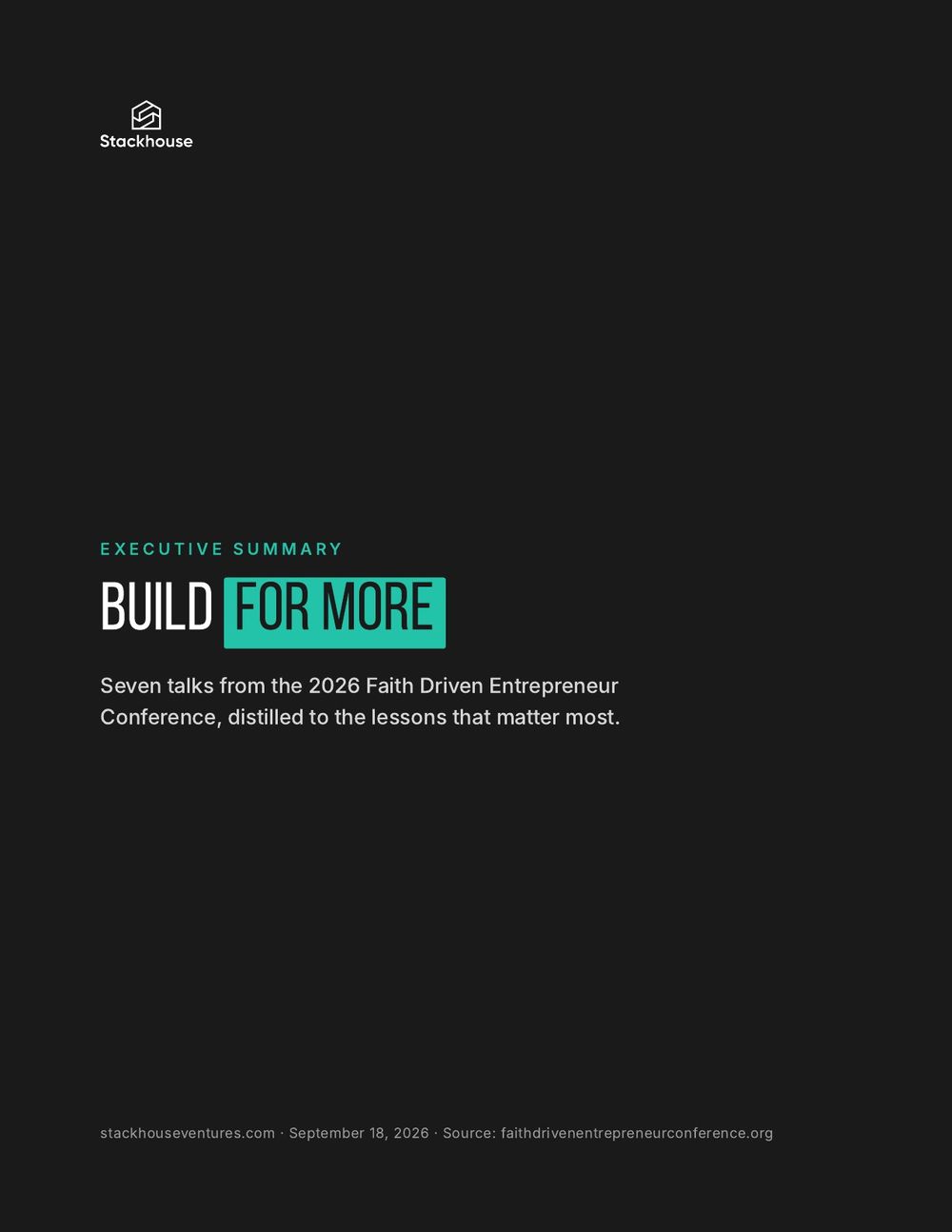 Build for More: FDE 2026 Executive Summary, page 1 of 12